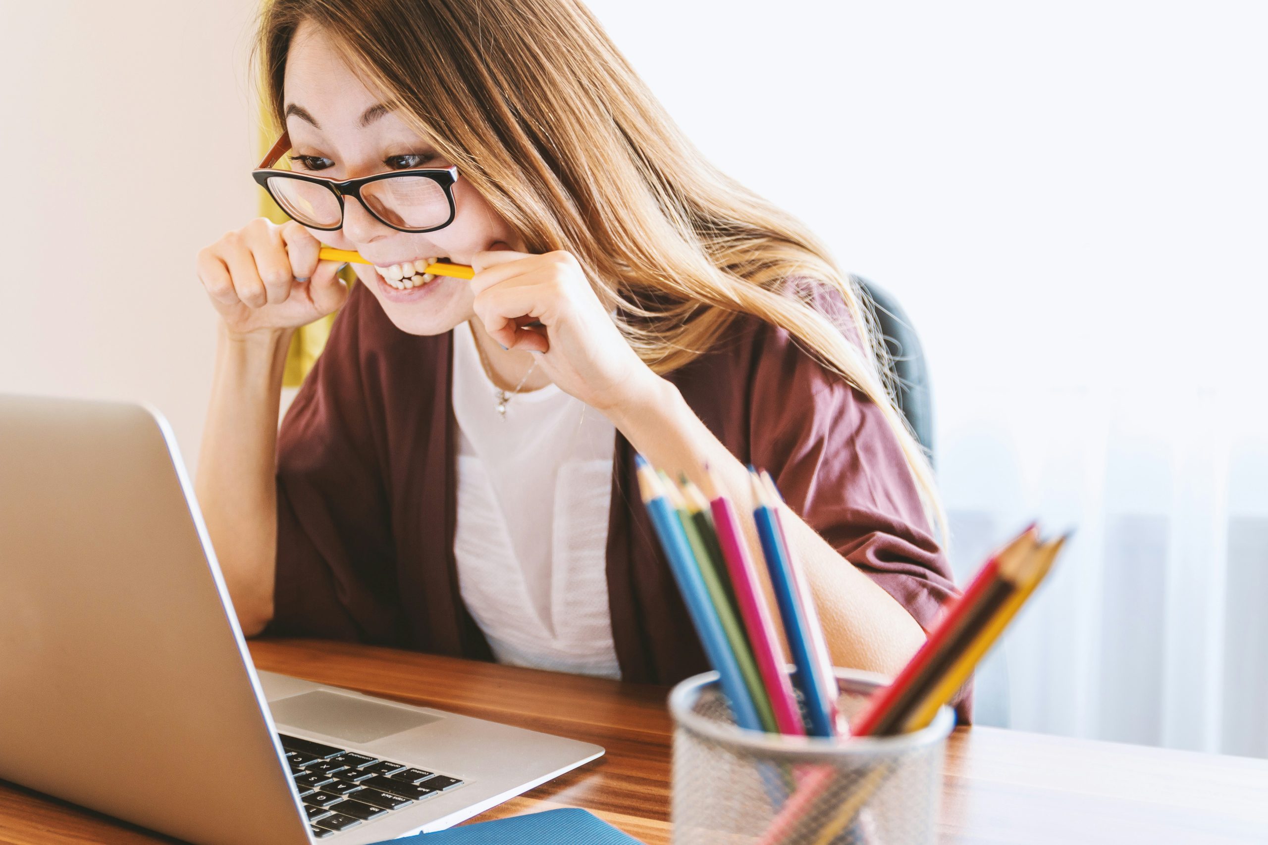 Woman frustrated with computer